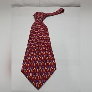 Banana Republic Burgundy and Yellow Patterned Tie